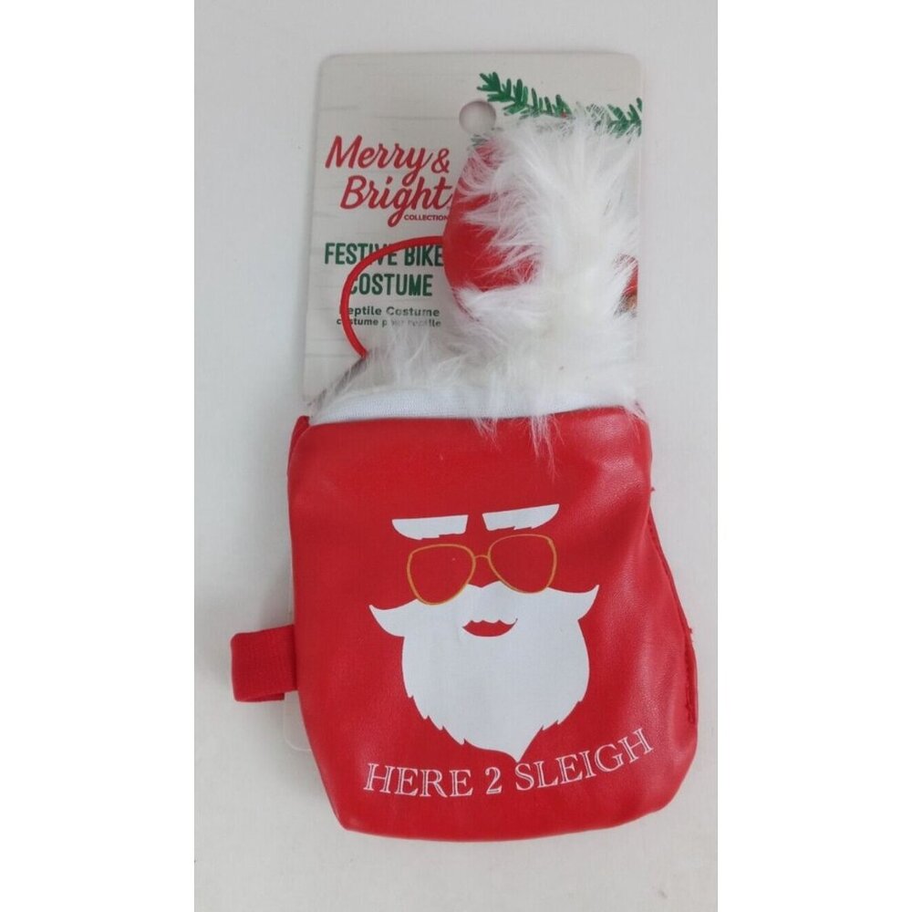 Merry & Bright Christmas Festive Biker Costume For Bearded Dragon